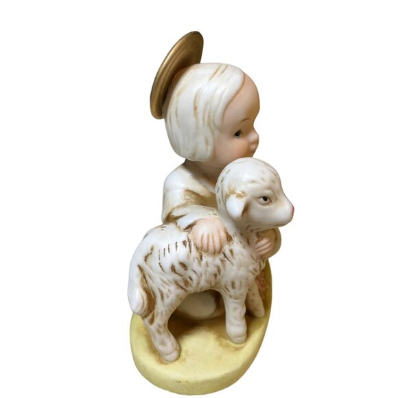 Homco Figurine Angel Shepard Lamb 5605 Collectible Porcelain Bisque - Picture 4 of 9